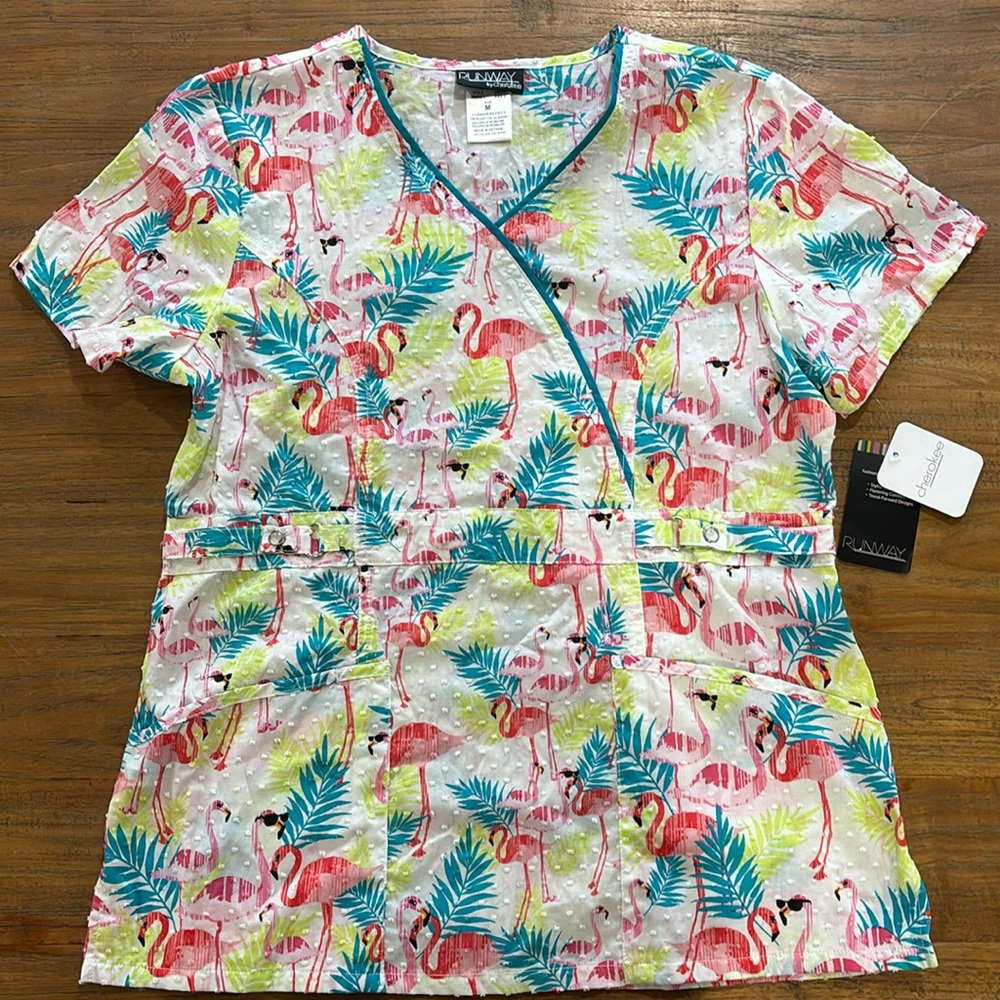 BOGO DEAL Flamingo Scrub Top